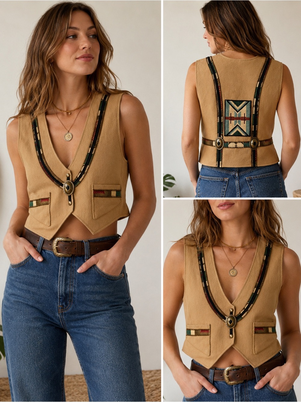 Vintage Coloratura 100% Wool Southwestern Western Vest USA Large